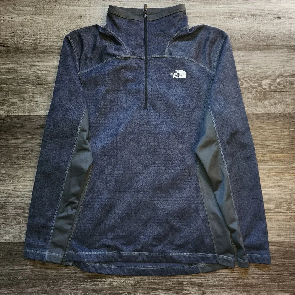 The North Face Mens Gray Geometric Pattern Quarter Zip Pullover Sweater Large